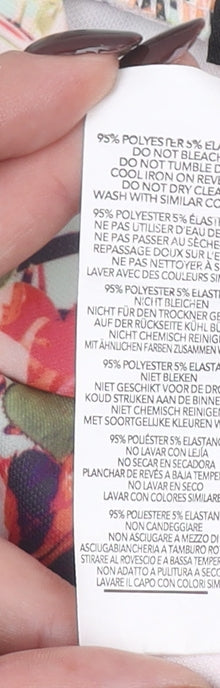 Boohoo Womens Multicoloured Floral Bomber Zip Blouse Size 12