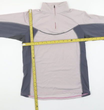 Quechua Women Beige 1/4 Zip Long Sleeve Hiking Top Size 8