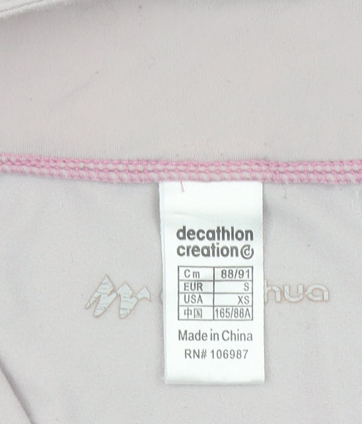 Quechua Women Beige 1/4 Zip Long Sleeve Hiking Top Size 8