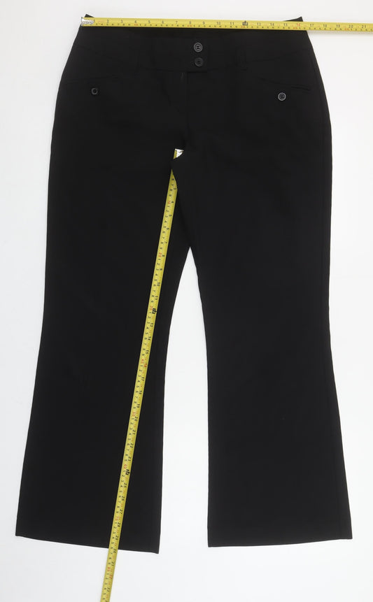 New Look Women Black Size 14 Flared Dress Pants Trousers