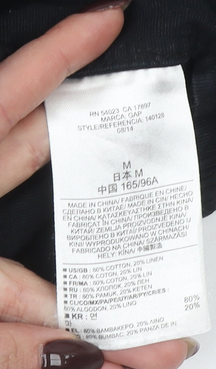 GAP Women Black Cotton Linen Collared Sleeveless Shift Dress Size 12