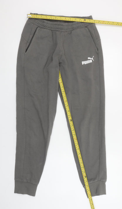 Puma Men's Grey Jogger Sweatpants S Regular Fit Elastic Waist