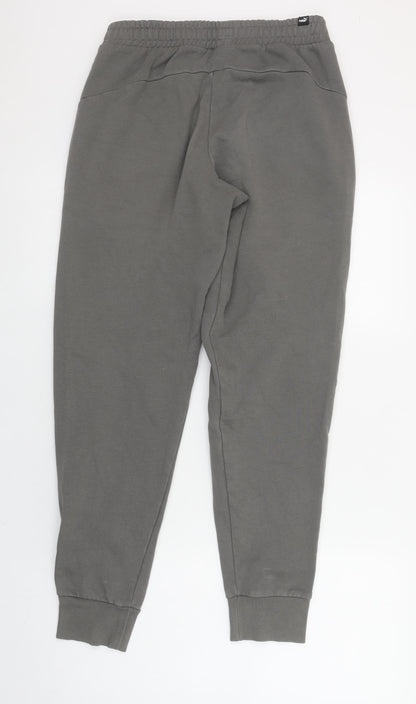 Puma Men's Grey Jogger Sweatpants S Regular Fit Elastic Waist