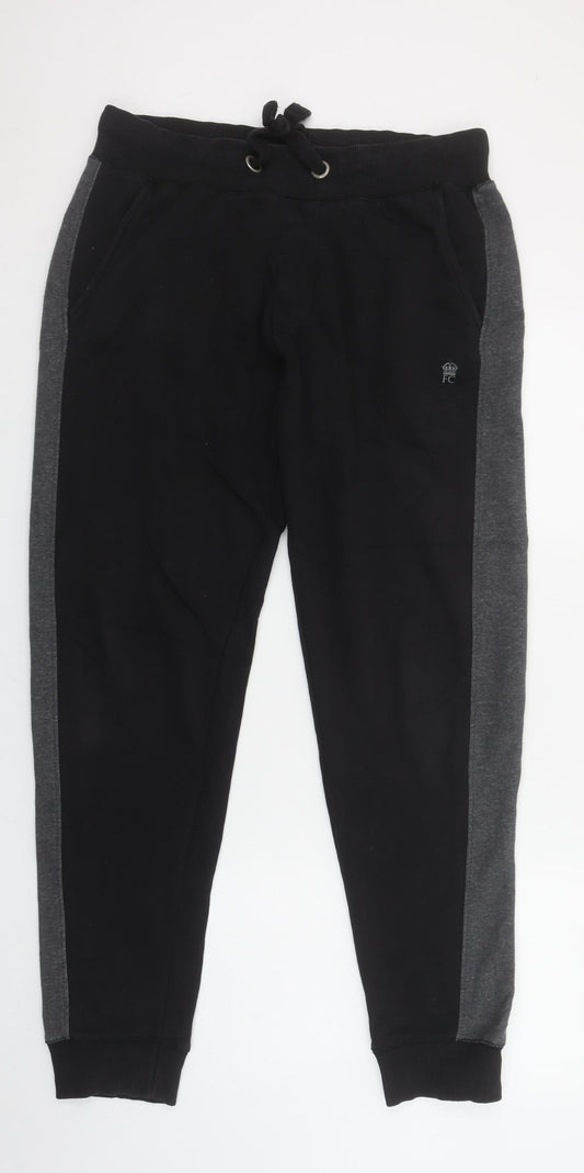 French Connection Men's Black Jogger Trousers Size L Cotton Blend