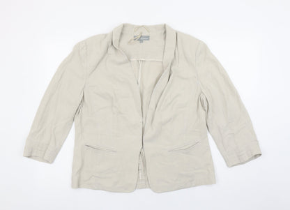 Marks and Spencer Womens Beige Linen Blend 3/4 Sleeve Blazer UK 14