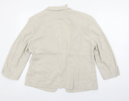 Marks and Spencer Womens Beige Linen Blend 3/4 Sleeve Blazer UK 14