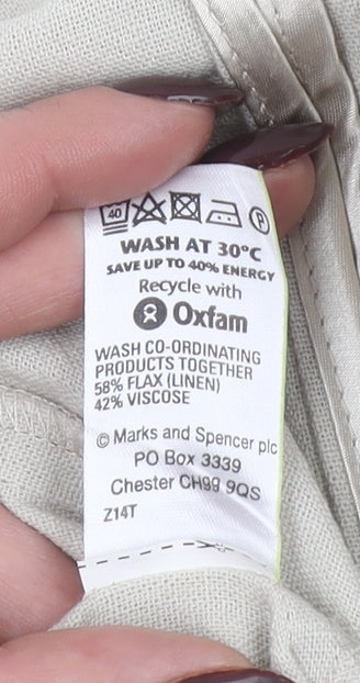 Marks and Spencer Womens Beige Linen Blend 3/4 Sleeve Blazer UK 14