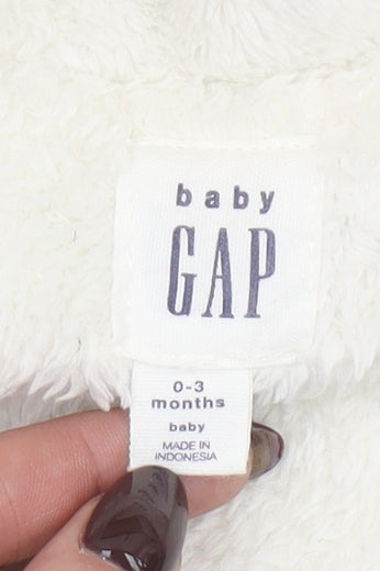 GAP Unisex Baby Grey Striped Hooded Snowsuit 0-3 Months Cotton Lined Zip Footed