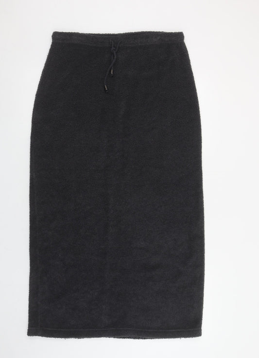 Next Women Black Midi Fleece Pencil Skirt Size 12