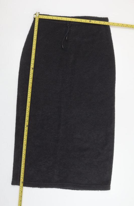 Next Women Black Midi Fleece Pencil Skirt Size 12