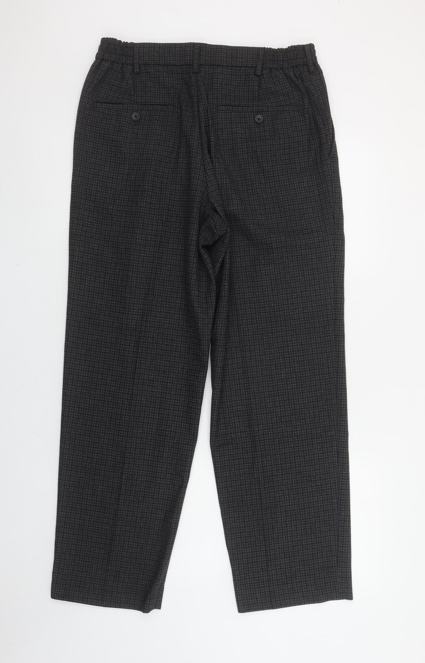 UNIQLO Men's Grey Checked Smart Trousers Size M Classic Fit