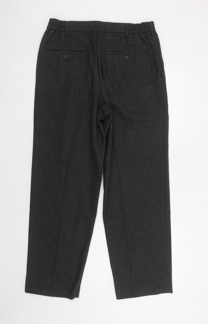 UNIQLO Men's Grey Checked Smart Trousers Size M Classic Fit