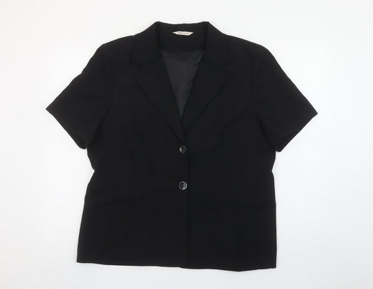 Bonmarché Womens Black Size 18 Short Sleeve Two-Button Blazer