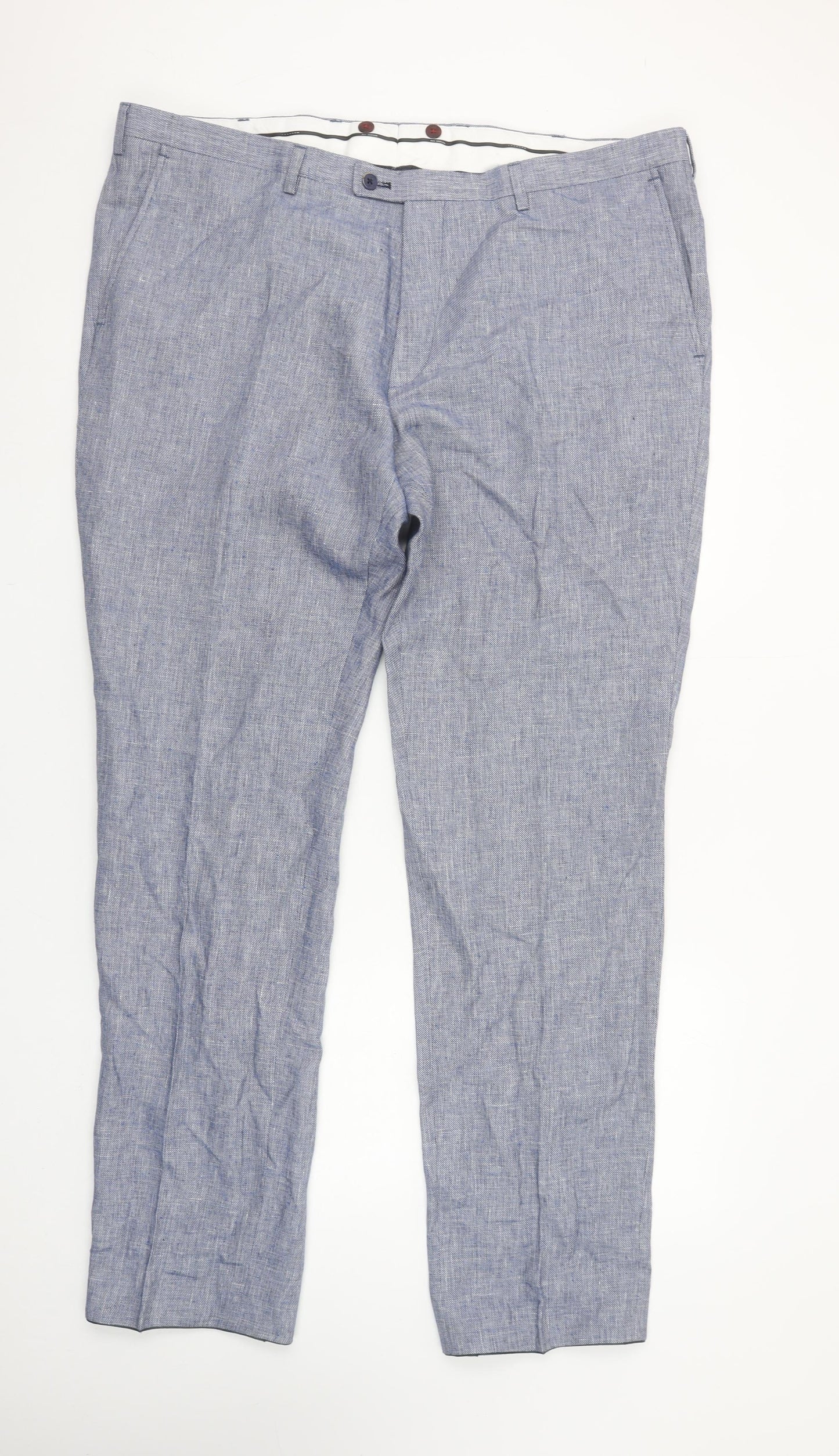 Roy Robson Men’s Blue Linen Blend Chino Trousers 2XL 46in Waist