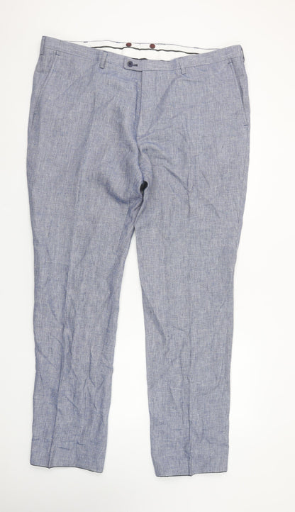 Roy Robson Men’s Blue Linen Blend Chino Trousers 2XL 46in Waist