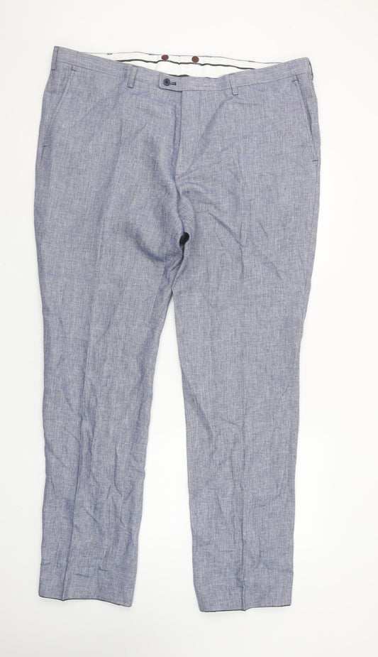 Roy Robson Men’s Blue Linen Blend Chino Trousers 2XL 46in Waist