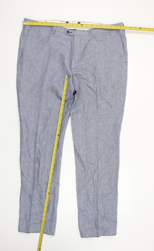 Roy Robson Men’s Blue Linen Blend Chino Trousers 2XL 46in Waist