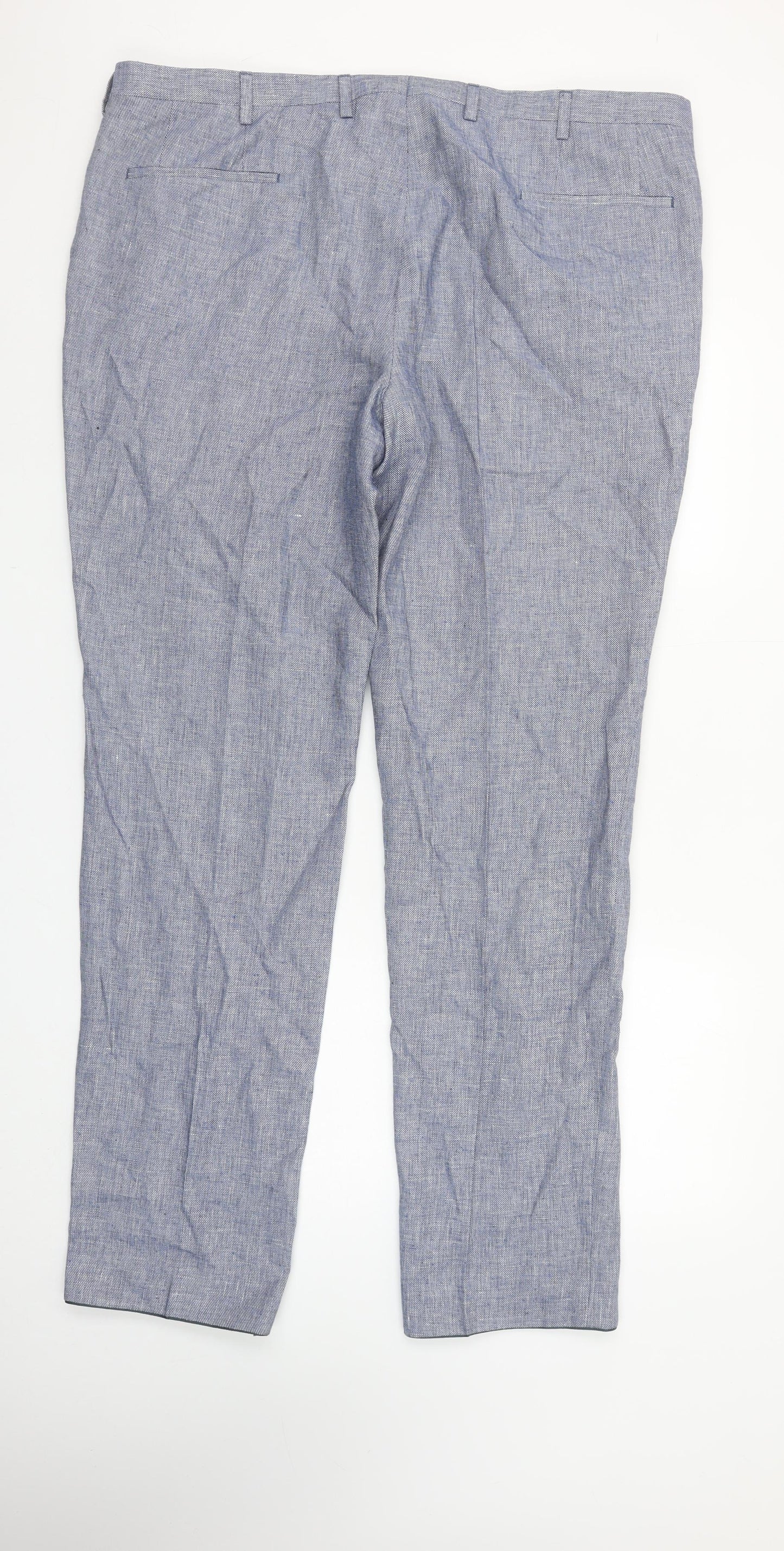 Roy Robson Men’s Blue Linen Blend Chino Trousers 2XL 46in Waist