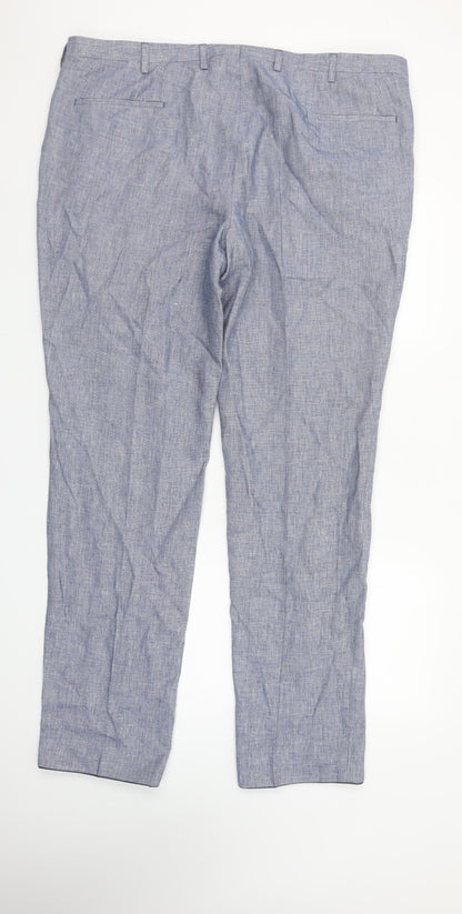 Roy Robson Men’s Blue Linen Blend Chino Trousers 2XL 46in Waist