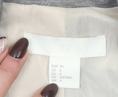 H&M Women's Grey Regular Fit Two-Button Blazer Jacket Size 8