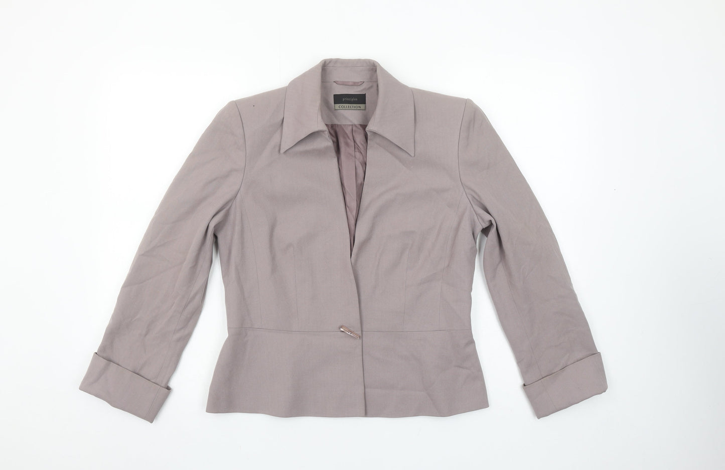 Principles Collection Womens Beige Single-Breasted Suit Jacket Size 12