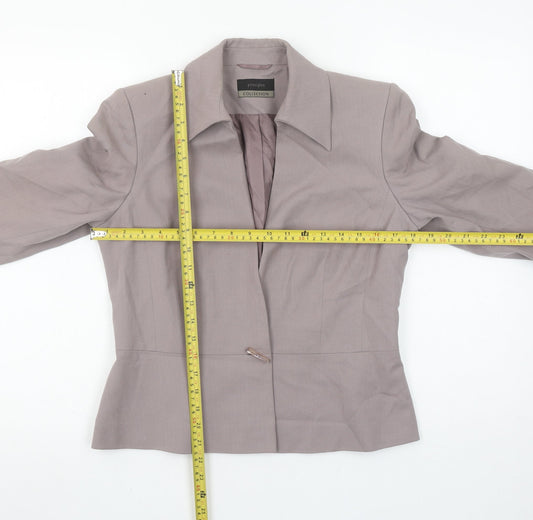 Principles Collection Womens Beige Single-Breasted Suit Jacket Size 12