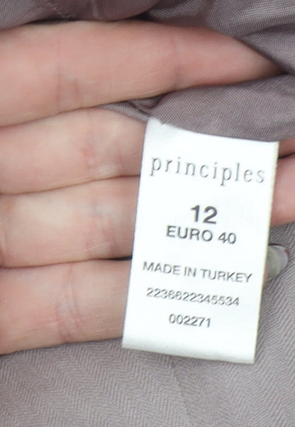 Principles Collection Womens Beige Single-Breasted Suit Jacket Size 12