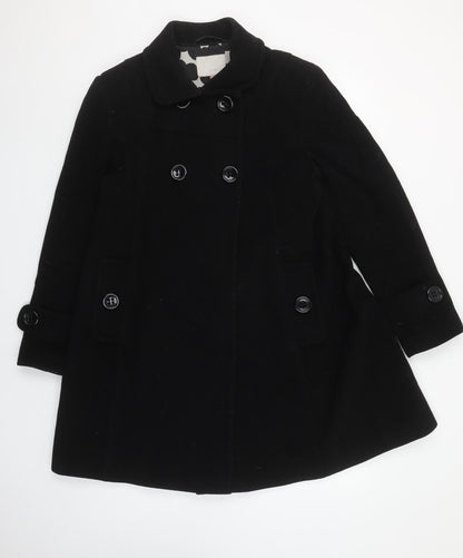 John Lewis Women Black Wool Cashmere Blend Pea Coat Size 12