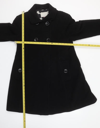 John Lewis Women Black Wool Cashmere Blend Pea Coat Size 12