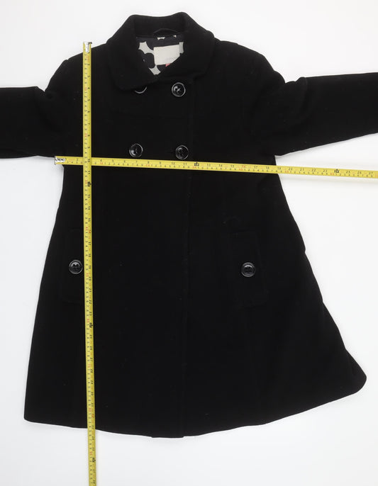 John Lewis Women Black Wool Cashmere Blend Pea Coat Size 12