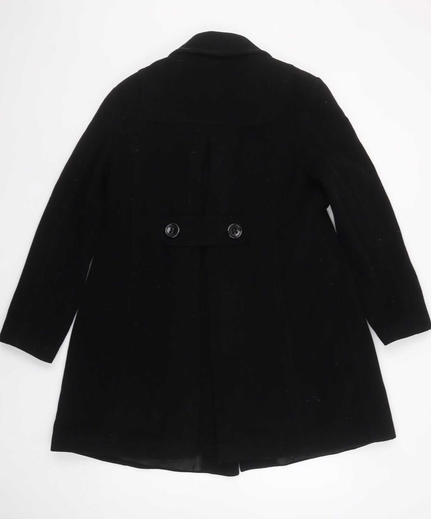 John Lewis Women Black Wool Cashmere Blend Pea Coat Size 12