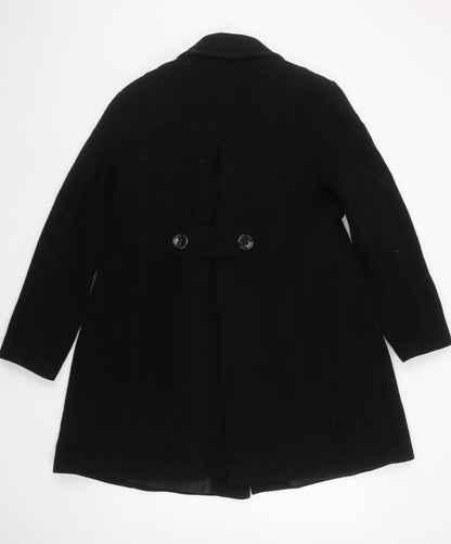 John Lewis Women Black Wool Cashmere Blend Pea Coat Size 12