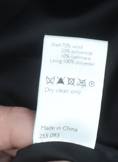 John Lewis Women Black Wool Cashmere Blend Pea Coat Size 12