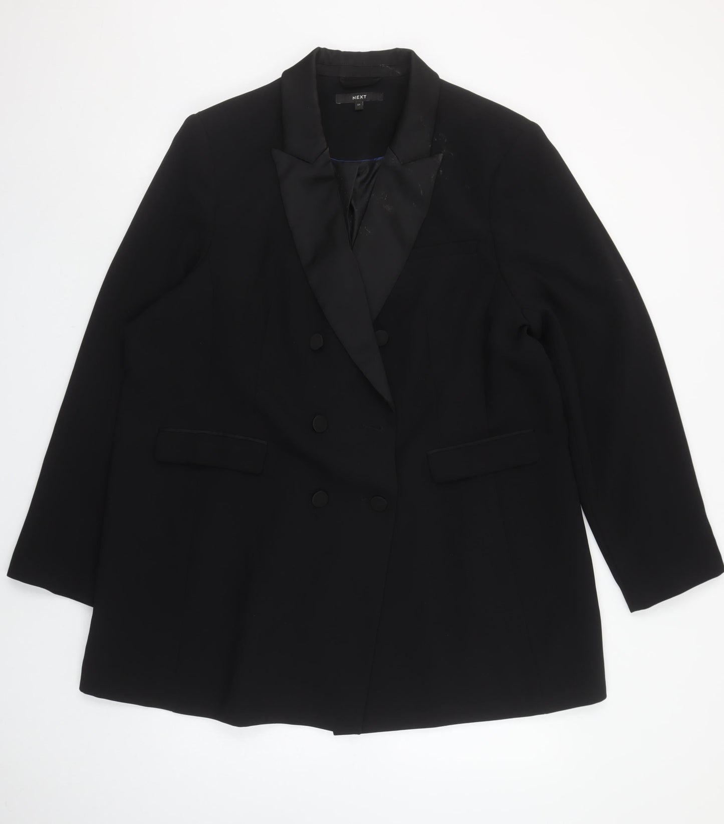 Next Women’s Black Tuxedo Blazer UK 22 Double-Breasted Shawl Collar