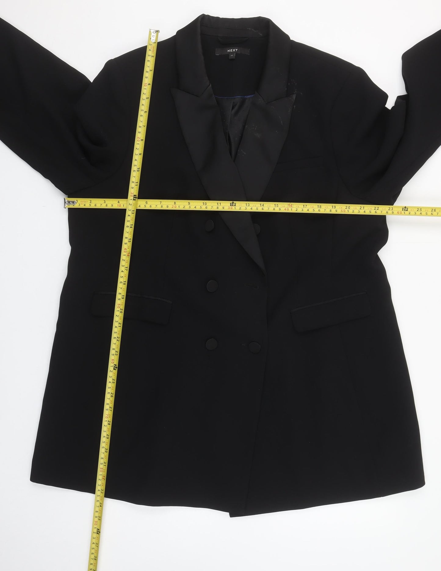 Next Women’s Black Tuxedo Blazer UK 22 Double-Breasted Shawl Collar