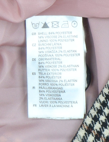 H&M Womens Brown Checked Mid-Length Trench Coat Size 16