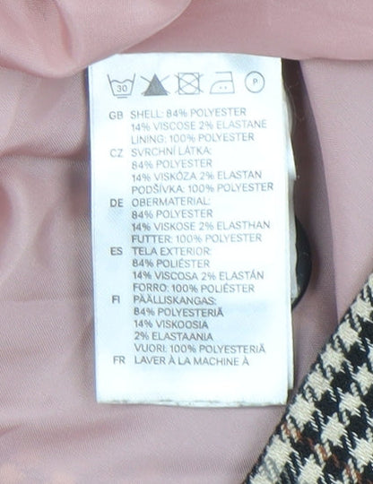 H&M Womens Brown Checked Mid-Length Trench Coat Size 16