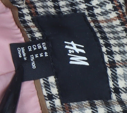 H&M Womens Brown Checked Mid-Length Trench Coat Size 16