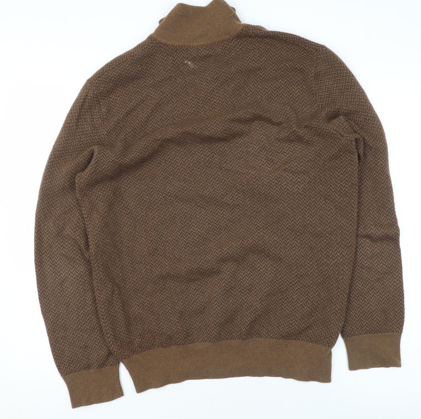 Polo Ralph Lauren Men's Brown Wool Herringbone Henley Jumper M