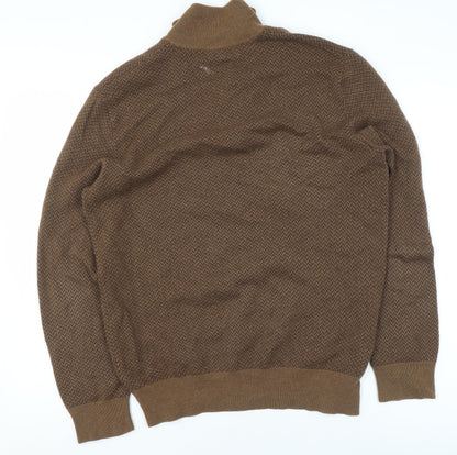 Polo Ralph Lauren Men's Brown Wool Herringbone Henley Jumper M