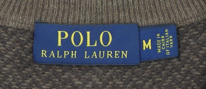 Polo Ralph Lauren Men's Brown Wool Herringbone Henley Jumper M