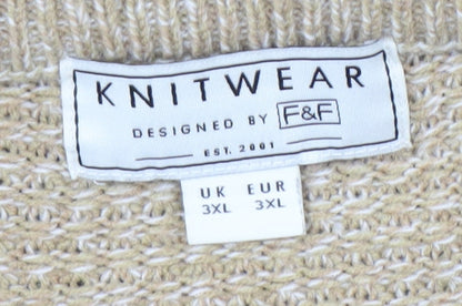 Womens UK Size 3XL F&F Beige Pullover Jumper