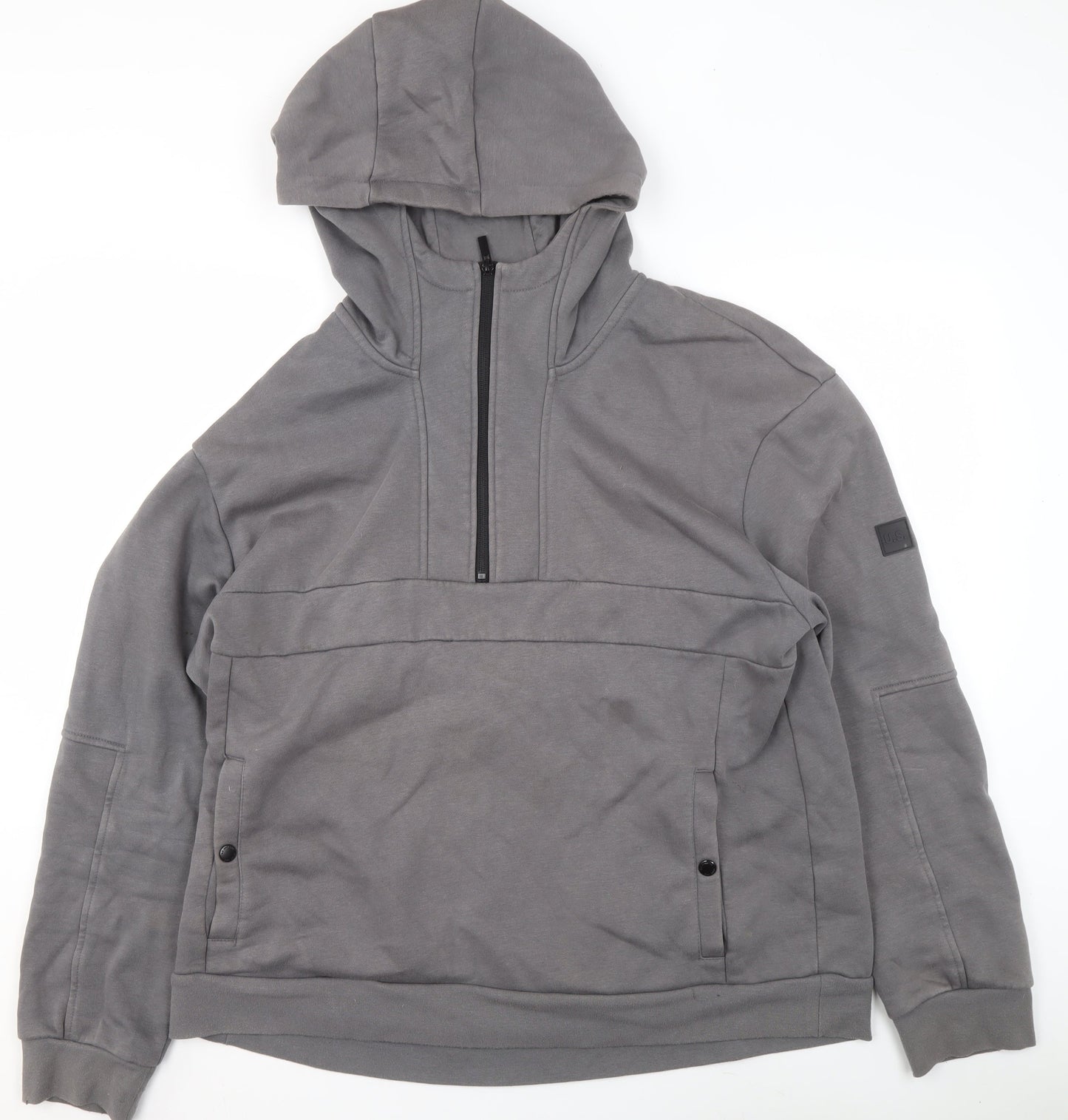 U.S. Athletic Men's Grey 2XL Hooded 1/4 Zip Fleece Jacket