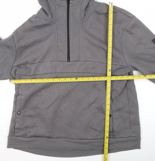 U.S. Athletic Men's Grey 2XL Hooded 1/4 Zip Fleece Jacket