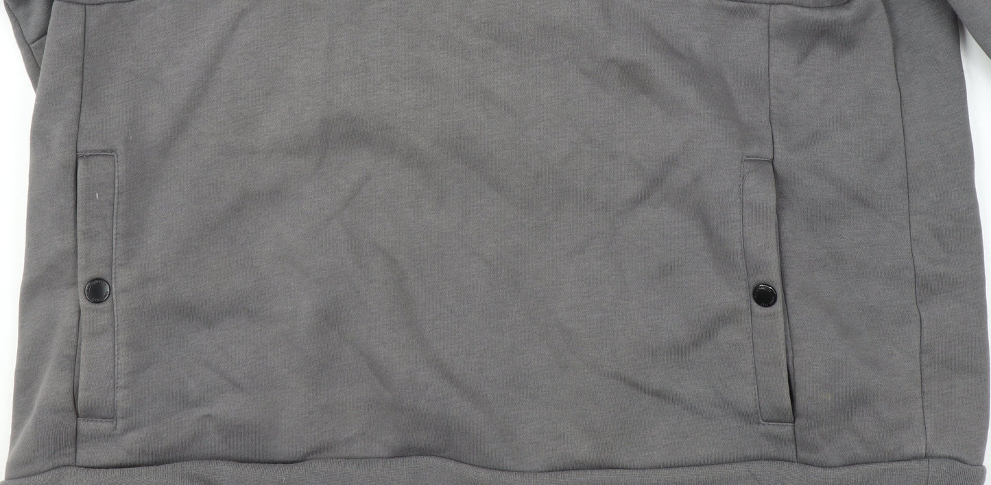 U.S. Athletic Men's Grey 2XL Hooded 1/4 Zip Fleece Jacket