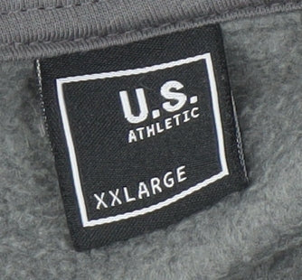 U.S. Athletic Men's Grey 2XL Hooded 1/4 Zip Fleece Jacket