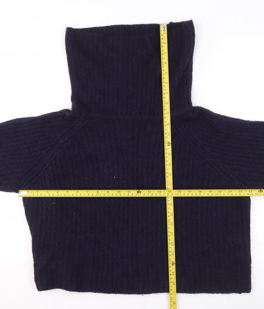 Zara Knit Women’s Navy Blue Roll Neck Wool Jumper Size L