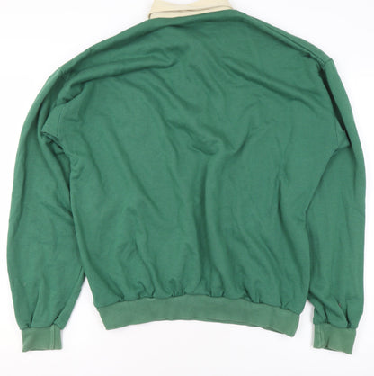 Hemingway Men’s Green Cotton Blend Golf Embroidered Collared Sweatshirt L
