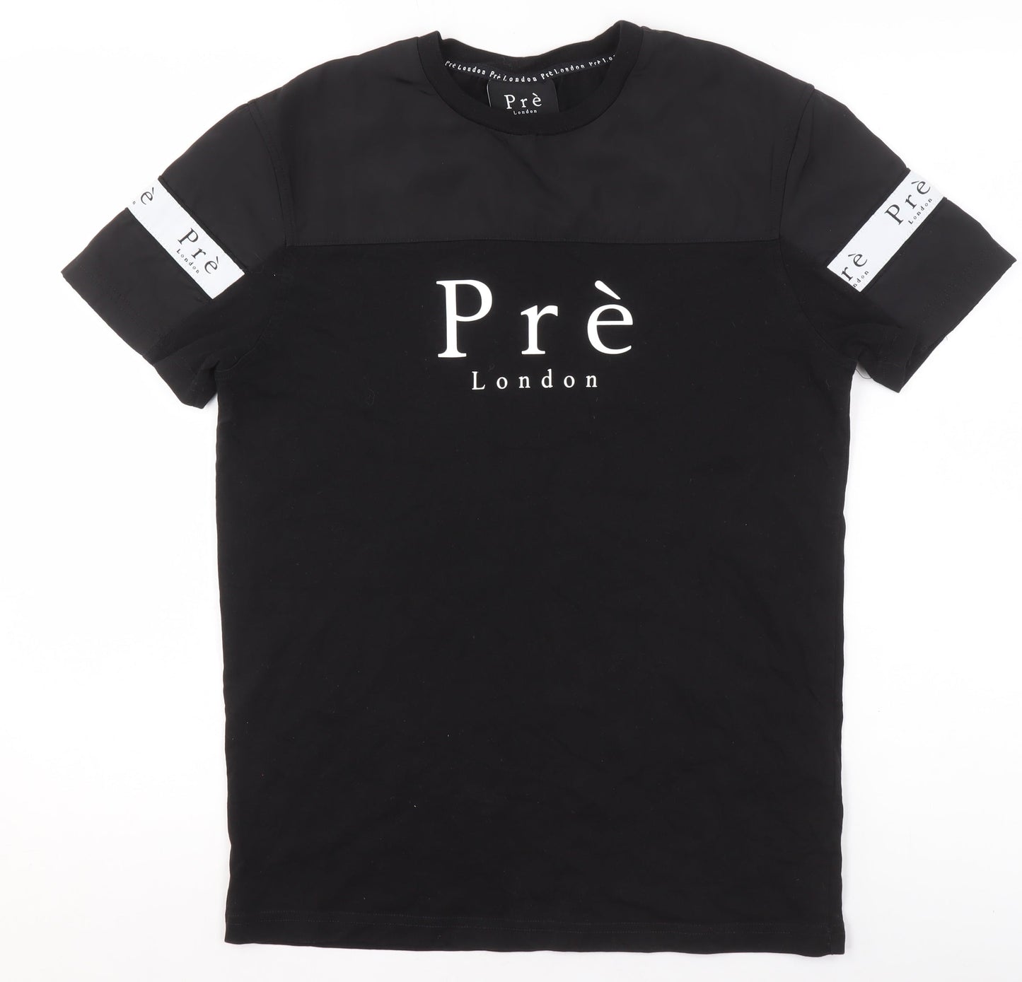 Unisex Adults UK Size XS Prè London Black Basic T-Shirt
