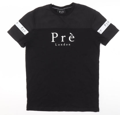 Unisex Adults UK Size XS Prè London Black Basic T-Shirt